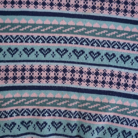 Vintage Perspective Sweater Fair Isle Knit Pink Blue Navy Striped 90s Preppy S - Picture 7 of 13